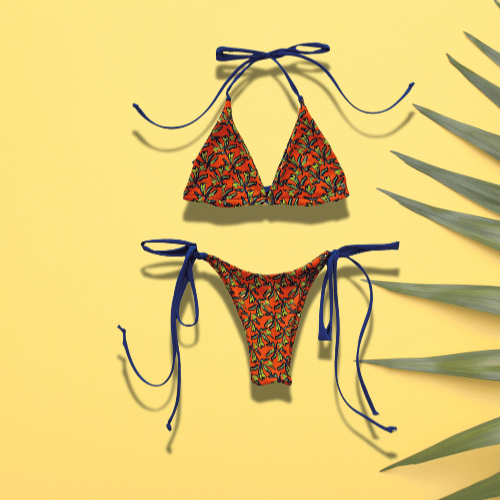BIKINI TRIANGLE NAMI ✨, NARANJA TROPICAL TIRANTES AJUSTABLES