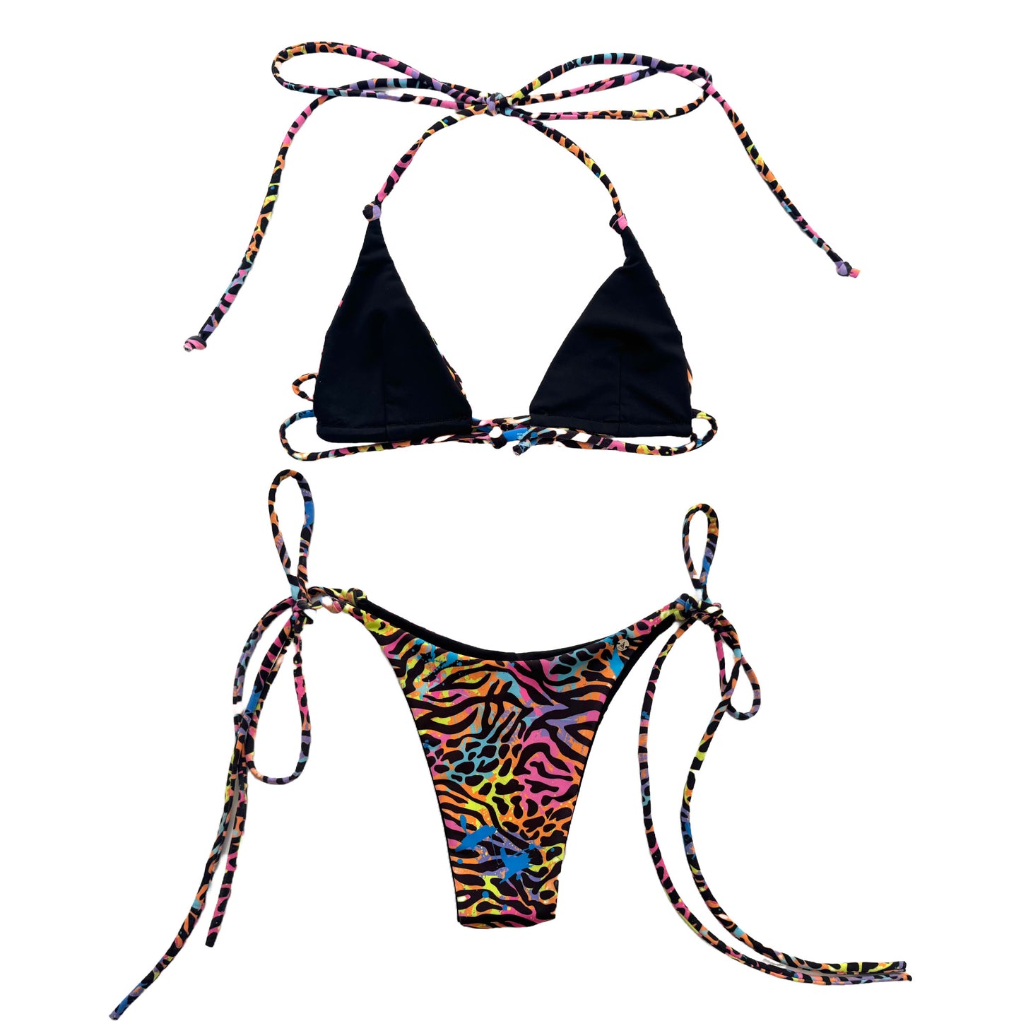 BIKINI TRIANGLE JUNGLE DOBLE VISTA, NEGRO Y ANIMAL PRINT
