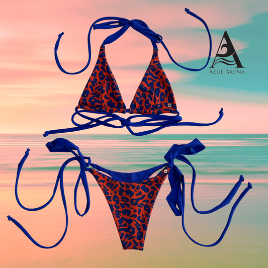 BIKINI TRIANGLE JAGUAR NARANJA, BOTTON CORTE TANGA