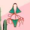 TRIANGLE SNAKE MIAMI, BIKINI COLOR TURQUESA, CON BIES NEÓN NARANJA