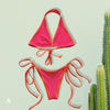 TRIANGLE SNAKE SUNSET, BIKINI COLOR ROSA NEÓN CON BIES NARANJA NEÓN
