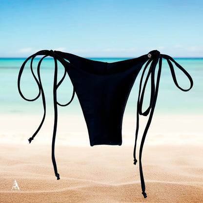 BIKINI BOTTOM TRIANGLE NEGRO, CORDONES AJUSTABLES