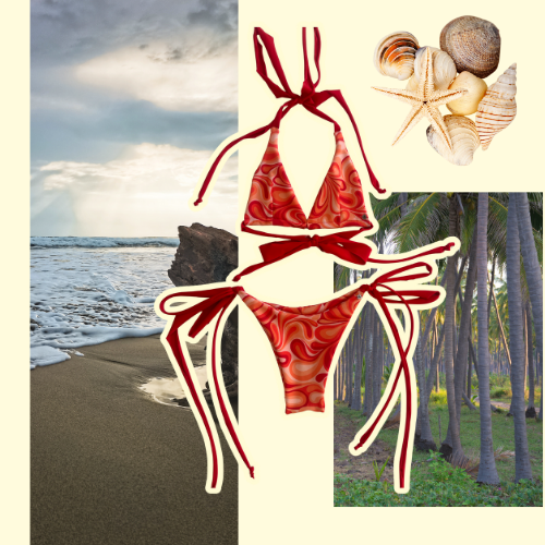 BIKINI TRIANGLE MAMAKI, ROJO DISEÑO VINTAGE